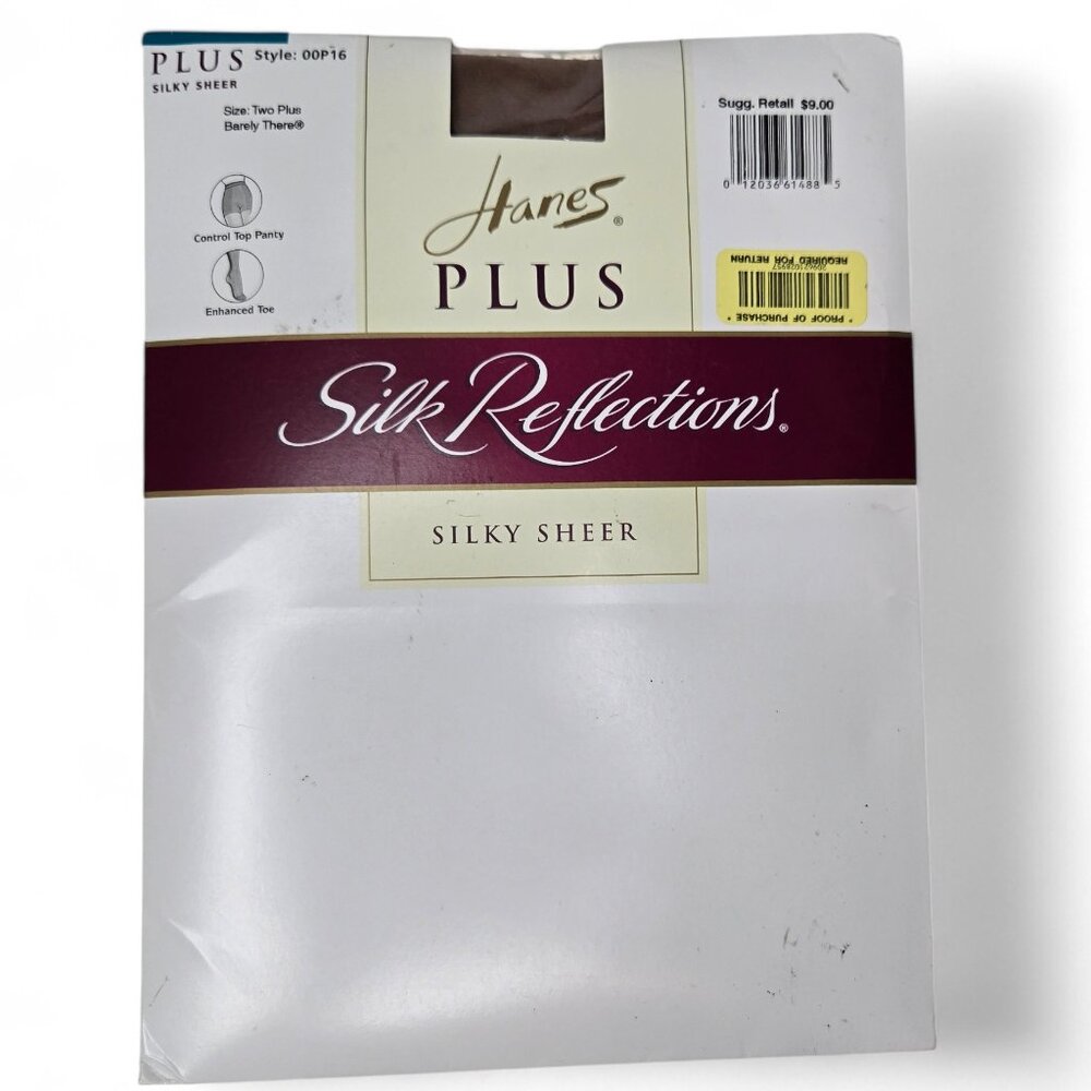 NIB Hanes Plus Silk Reflections Panty Hose Women's Style 00P16 Nude Size 2 Plus